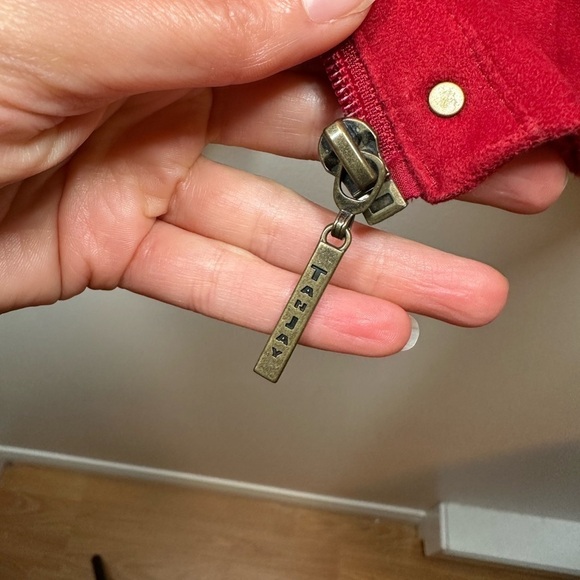 TANJAY Petite Red Faux Suede Zip Up Jacket Size 8 Petite - Picture 3 of 7